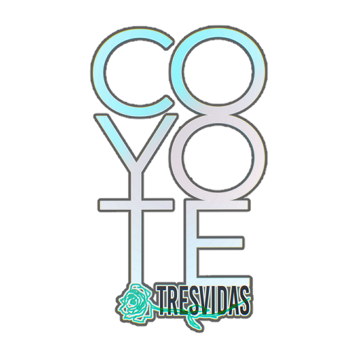 Icono del cómic Coyote Tresvidas, aparece el nombre escrito hacia abajo y una rosa verde